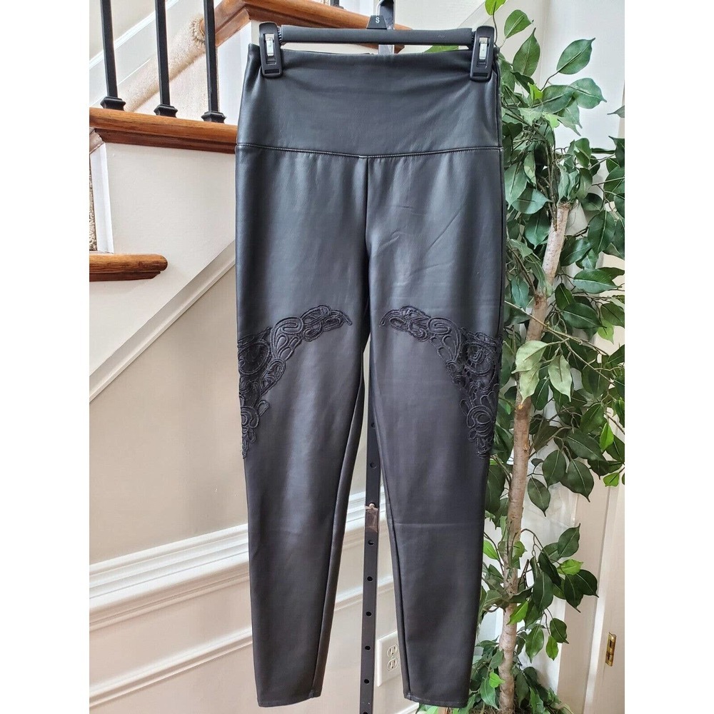 Bebe Women's Solid Black Polyester Pull On Mid Rise Skinny Fit Pant Size X-Small